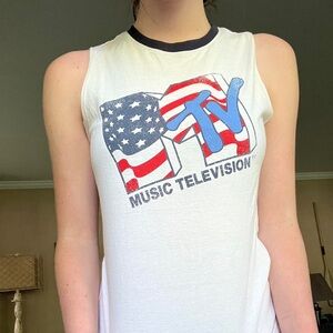 MTV  Women's American Flag Retro Style Tank Top Small